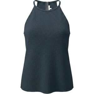 $25 Green Envelope Navy Blue Sleeveless Top Halter Neckline Waffle Knit Casual L